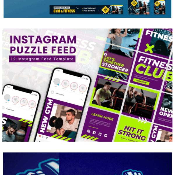 100 artes editáveis - com tema academia, personal, fitness - Image 2