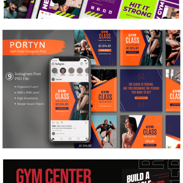 100 artes editáveis - com tema academia, personal, fitness - Image 4