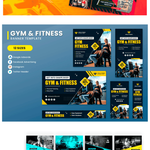 100 artes editáveis - com tema academia, personal, fitness - Image 6