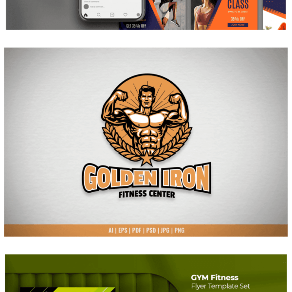 100 artes editáveis - com tema academia, personal, fitness - Image 9