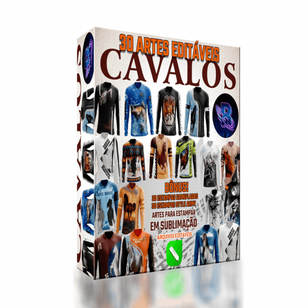 30 artes editaveis para estampa - Cavalos