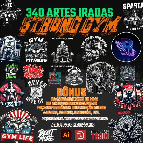 340 artes editáveis - Strong Gym Vol 1 - Image 2