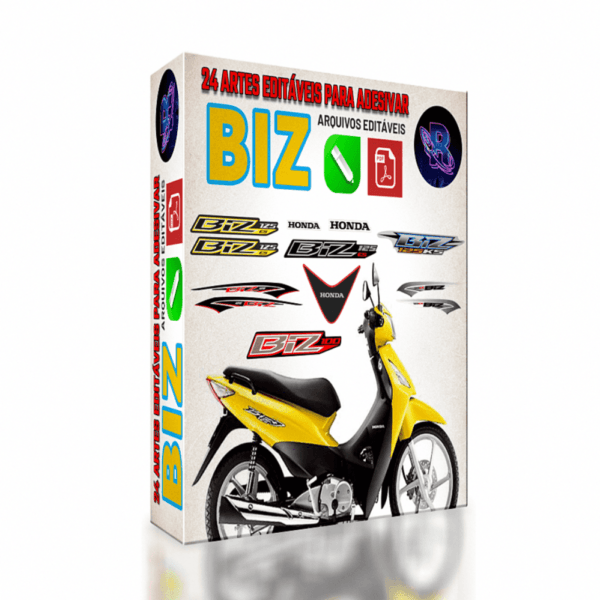 26 Artes editáveis para adesivar Moto Biz