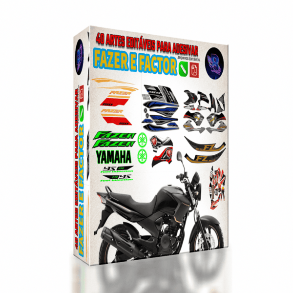 40 Artes editáveis para adesivar Moto Factor e Fazer