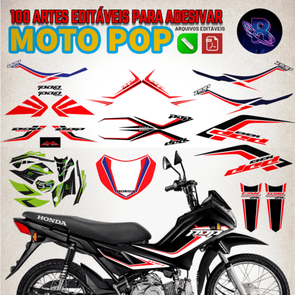 100 Artes editáveis para adesivar Moto Pop - Image 2