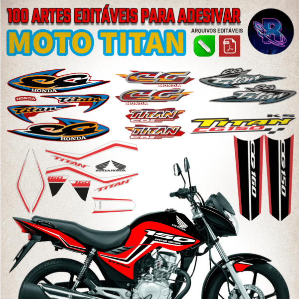 100 Artes editáveis para adesivar Moto Titan - Image 2