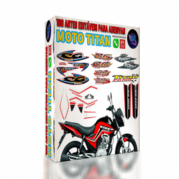 100 Artes editáveis para adesivar Moto Titan
